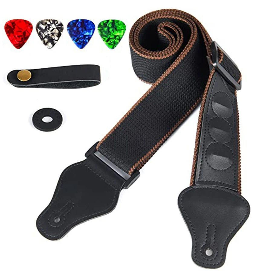 Musical Instrument Types - 7 stks/set Gitaarband Zwart PU Leer