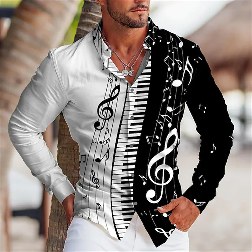Musical Instrument Sign - Zomer herenoverhemd met lange mouwen en