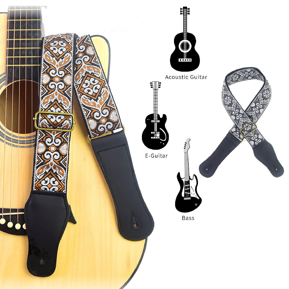 Musical Instrument Types - Gitaarband met geborduurde print, etnische stijl,