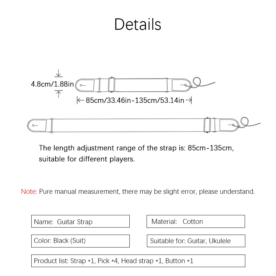 7 stks/set Gitaarband Zwart PU - Musical Instrument Types recensie en prijs